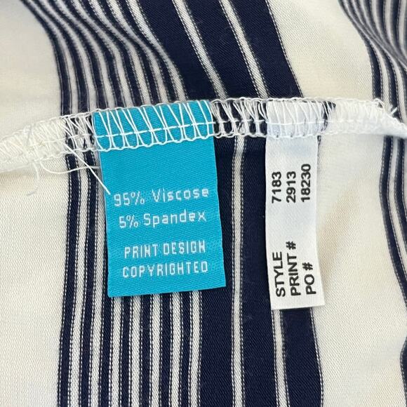 Tori Richard Honolulu Jaxon Navy White Striped Short Sleeve Knit Dress Medium - Picture 6 of 6